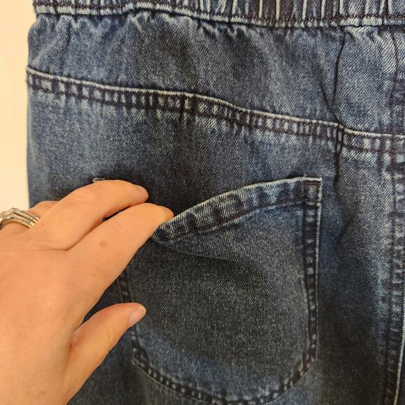 TINSELTOWN Blue Dark Wash Hi-Rise Drawstring Denim Pull On Pant Junior L NEW - Picture 11 of 12